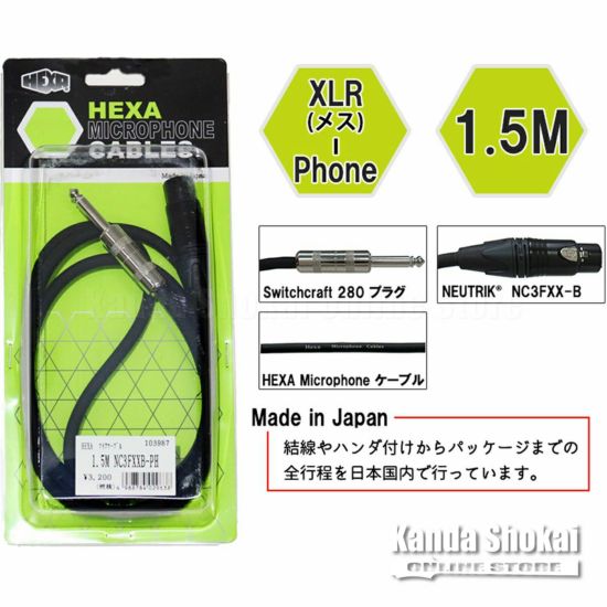 HEXA Microphone Cable 1.5m, NC3FXXB - Mono Phone Plugの商品画像1