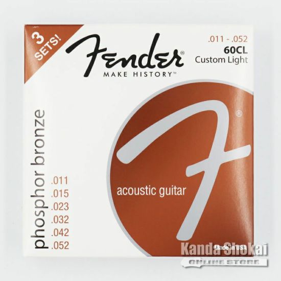 [Outlet] Fender 3-Pack Phosphor Bronze Acoustic Guitar Strings, 60CL (.011-.052)の商品画像1