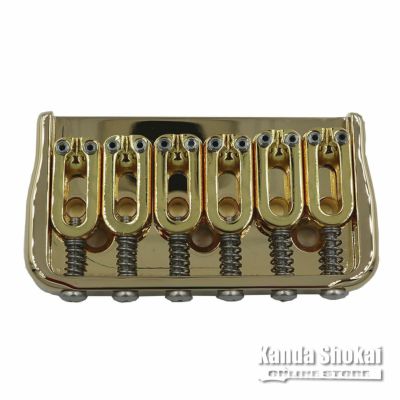 Hipshot ( ヒップショット )<br> 6 String Fixed Guitar Bridge, Gold, 0.175