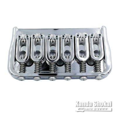 Hipshot ( ヒップショット )<br> 6 String Fixed Guitar Bridge, Chrome, 0.175
