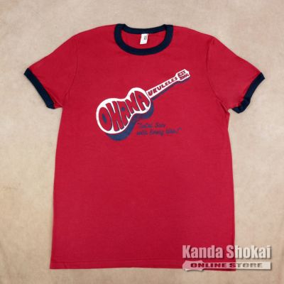 Ohana Ukuleles ( オハナウクレレ )<br> Ringer Tee, Red, Large